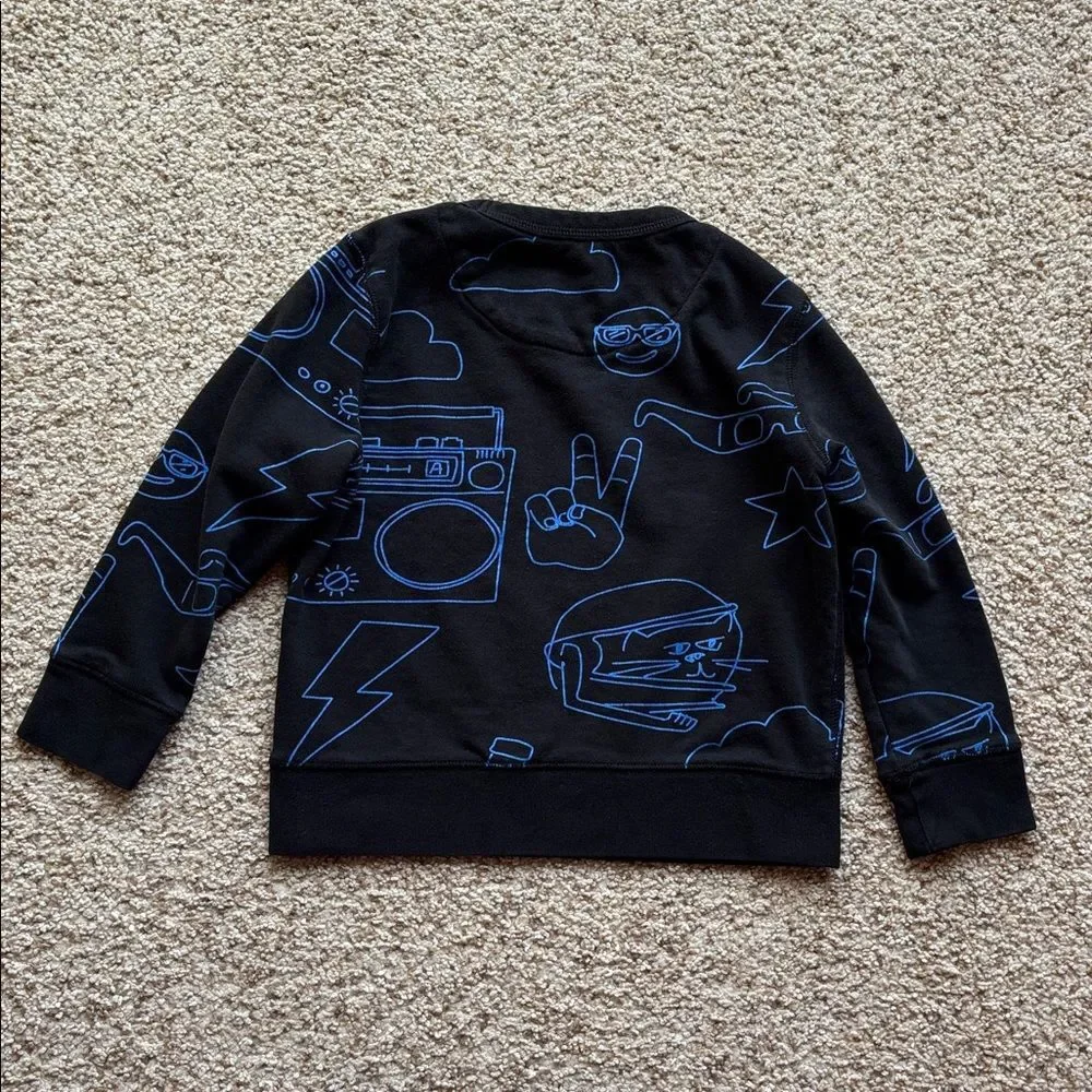 Rockets of Awesome Boy’s Black Blue Graphic Crew Neck Sweatshirt 6/7
